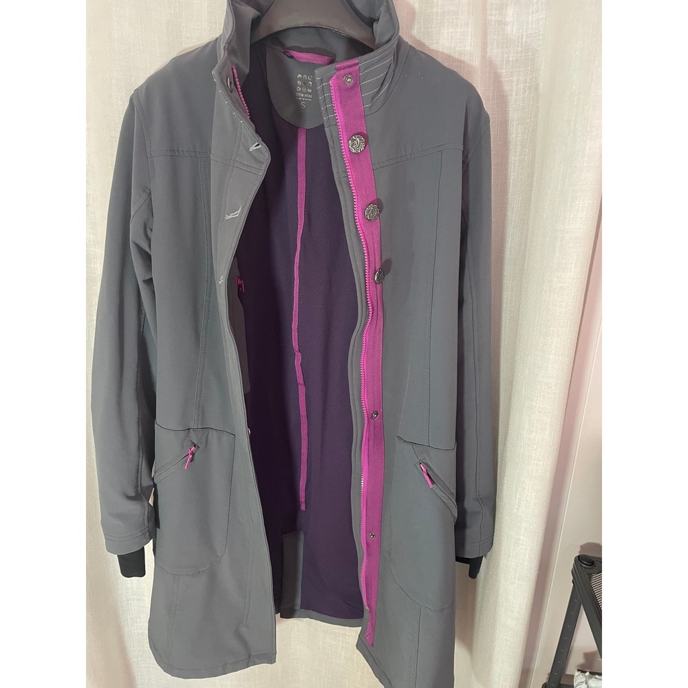 Title Nine Gray Softshell Coat Women's Small Lined Zip Pockets Gray Purple Warm - Picture 5 of 9